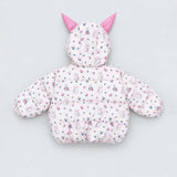LSB Pink Bunny Flower Quilted Hooded Winter Jacket for Kids