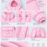 LSB Pink Bunny Glitter Quilted Hooded Winter Jacket with Muffler for Kids