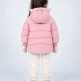 LSB Pink Cat Glitter Quilted Hooded Winter Jacket with Mittens for Kids