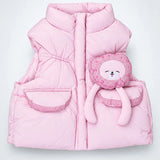 LSB Pink Teddy Puffer Sleeveless Winter Jacket for Kids