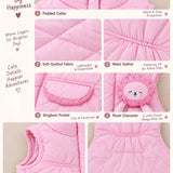 LSB Pink Teddy Puffer Sleeveless Winter Jacket for Kids