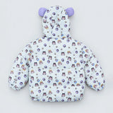 LSB Cream & Purple Happy Girl Quilted Hooded Winter Jacket for Kids