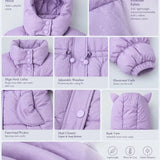 LSB Purple Cat Glitter Quilted Hooded Winter Jacket with Muffler for Kids