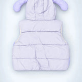 LSB Purple Polka Dots Cute Character-Themed Quilted Hooded Sleeveless Winter Jacket for Kids