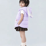 LSB Purple Polka Dots Cute Character-Themed Quilted Hooded Sleeveless Winter Jacket for Kids