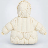 LSB Pastel Yellow Butterfly Heart Quilted Hooded Winter Jacket for Kids