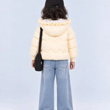 LSB Pastel Yellow Butterfly Heart Quilted Hooded Winter Jacket for Kids