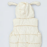 LSB Yellow Polka Dots Cute Character-Themed Quilted Hooded Sleeveless Winter Jacket for Kids
