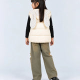 LSB Yellow Polka Dots Cute Character-Themed Quilted Hooded Sleeveless Winter Jacket for Kids