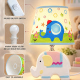 LSB Blue Ceramic Elephant side Bed Table Lamp, Kids Room Decor