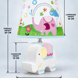 LSB Blue Ceramic Elephant side Bed Table Lamp, Kids Room Decor
