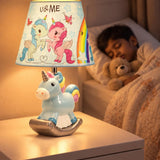 LSB Blue ceramic Rocking Unicorn side Bed Table Lamp, Kids Room Decor