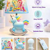LSB Blue ceramic Rocking Unicorn side Bed Table Lamp, Kids Room Decor