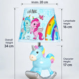 LSB Blue ceramic Rocking Unicorn side Bed Table Lamp, Kids Room Decor