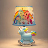 LSB Blue ceramic Rocking Unicorn side Bed Table Lamp, Kids Room Decor