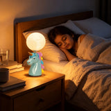 LSB Blue ceramic Unicorn Moon, side Bed Table Lamp, Kids Room Decor
