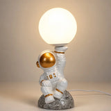LSB Golden Astronaut Holding Moon, side Bed Table Lamp, Kids Room Decor