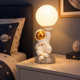LSB Golden Astronaut Holding Moon, side Bed Table Lamp, Kids Room Decor