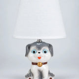 LSB Grey ceramic Dog side Bed Table Lamp, Kids Room Decor