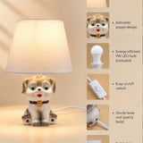 LSB Grey ceramic Dog side Bed Table Lamp, Kids Room Decor
