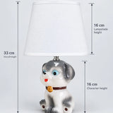 LSB Grey ceramic Dog side Bed Table Lamp, Kids Room Decor