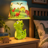 LSB Green ceramic Dino Table side Bed Table Lamp, Kids Room Decor