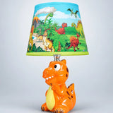 LSB Orange ceramic Dino side Bed Table Lamp, Kids Room Decor