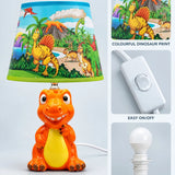 LSB Orange ceramic Dino side Bed Table Lamp, Kids Room Decor