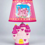 LSB Pink Princess ceramic Castle side Bed Table Lamp, Kids Room Decor
