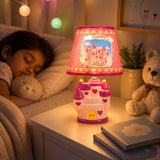LSB Pink Princess ceramic Castle side Bed Table Lamp, Kids Room Decor