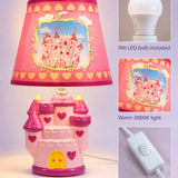 LSB Pink Princess ceramic Castle side Bed Table Lamp, Kids Room Decor
