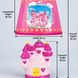 LSB Pink Princess ceramic Castle side Bed Table Lamp, Kids Room Decor