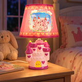 LSB Pink Princess ceramic Castle side Bed Table Lamp, Kids Room Decor