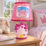 LSB Pink Princess ceramic Castle side Bed Table Lamp, Kids Room Decor