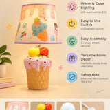 LSB Pink ceramic Ice Cream Table side Bed Table Lamp, Kids Room Decor