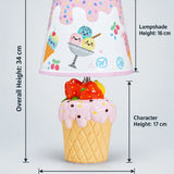 LSB Pink ceramic Ice Cream Table side Bed Table Lamp, Kids Room Decor
