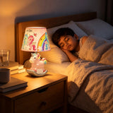LSB Pink ceramic Rocking Unicorn side Bed Table Lamp, Kids Room Decor