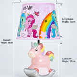 LSB Pink ceramic Rocking Unicorn side Bed Table Lamp, Kids Room Decor