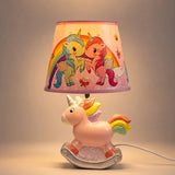 LSB Pink ceramic Rocking Unicorn side Bed Table Lamp, Kids Room Decor