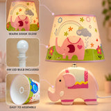 LSB Pink ceramic Elephant side Bed Table Lamp, Kids Room Decor