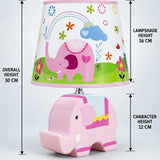 LSB Pink ceramic Elephant side Bed Table Lamp, Kids Room Decor