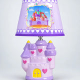 LSB Purple Princess ceramic Castle side Bed Table Lamp, Kids Room Decor