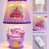 LSB Purple Princess ceramic Castle side Bed Table Lamp, Kids Room Decor