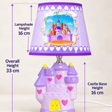 LSB Purple Princess ceramic Castle side Bed Table Lamp, Kids Room Decor