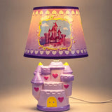 LSB Purple Princess ceramic Castle side Bed Table Lamp, Kids Room Decor