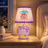 LSB Purple Princess ceramic Castle side Bed Table Lamp, Kids Room Decor