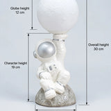 LSB Silver Astronaut Holding Moon, side Bed Table Lamp, Kids Room Decor