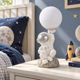 LSB Silver Astronaut Holding Moon, side Bed Table Lamp, Kids Room Decor