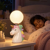 LSB White ceramic Unicorn Moon, side Bed Table Lamp, Kids Room Decor