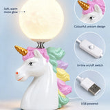 LSB White ceramic Unicorn Moon, side Bed Table Lamp, Kids Room Decor